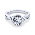 Bailey - 14K White Gold Twisted Round Diamond Engagement Ring