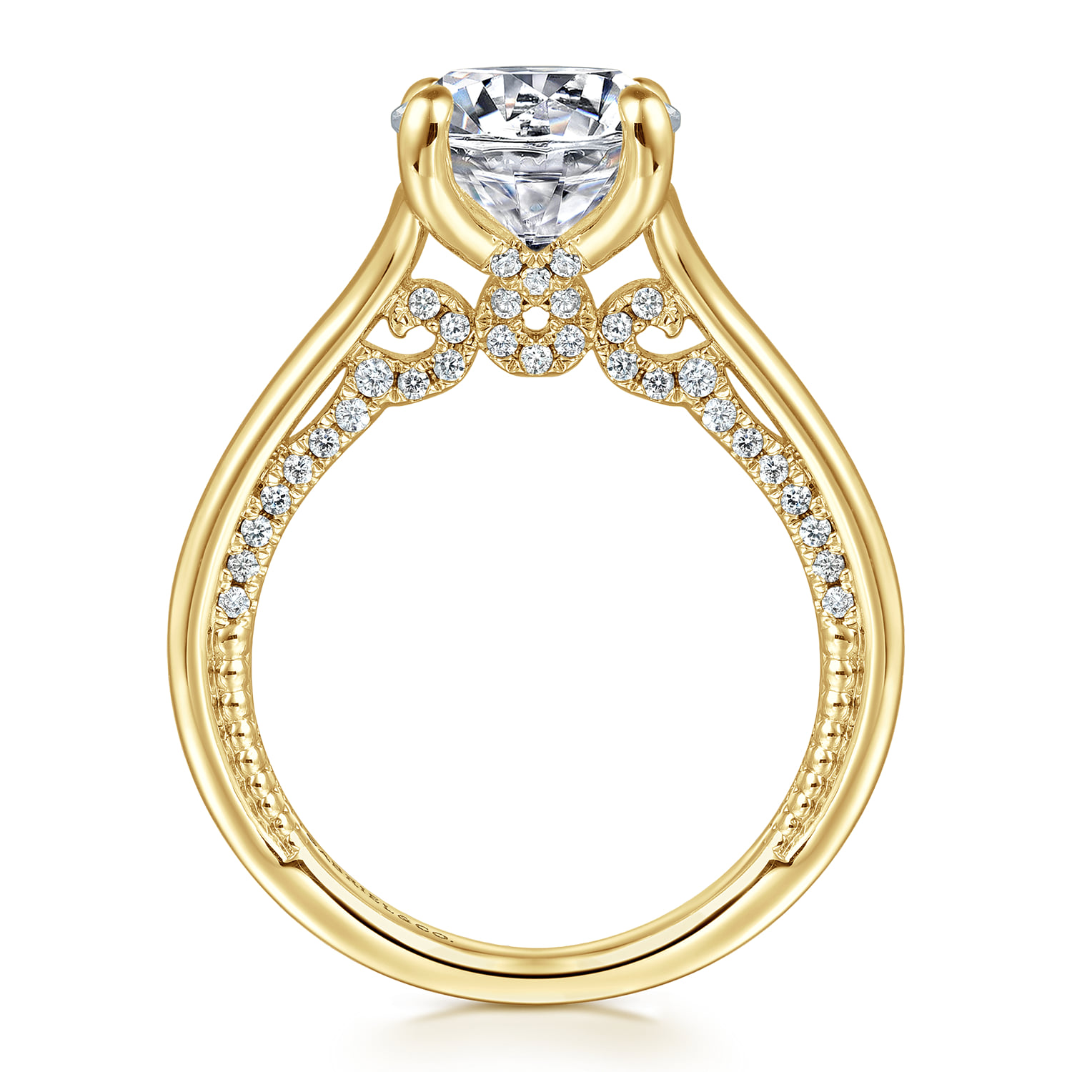 Round Diamond Engagement Ring in 14K Yellow Gold, photograph 2