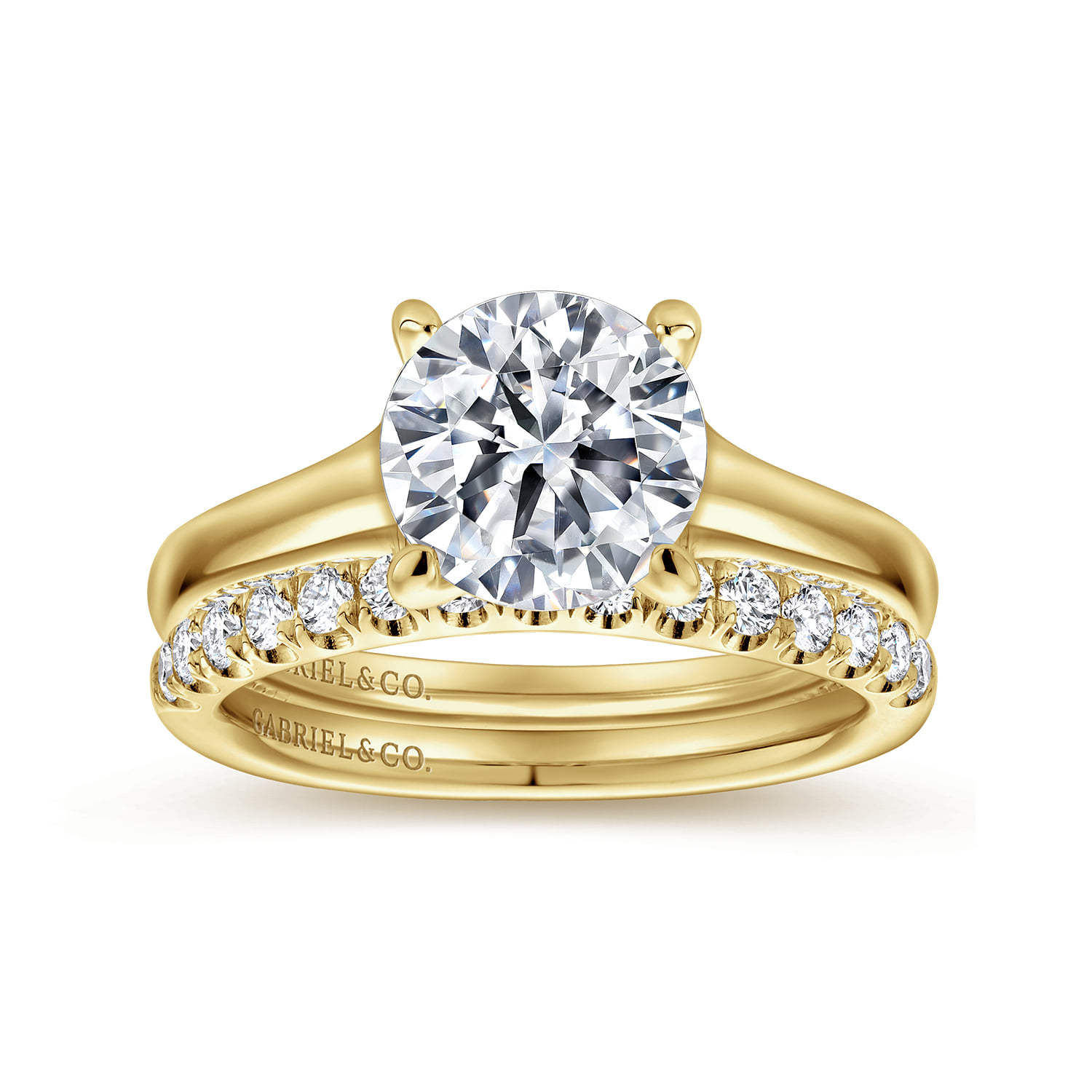 Round Diamond Engagement Ring in 14K Yellow Gold, photograph 4