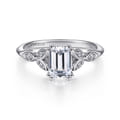 Celia - 14K White Gold Emerald Cut Diamond Engagement Ring