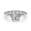 Celia - 14K White Gold Emerald Cut Diamond Engagement Ring