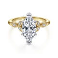 Celia - 14K White-Yellow Gold Marquise Shape Diamond Engagement Ring