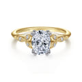 Celia - 14K White-Yellow Gold Oval Diamond Engagement Ring