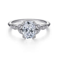 Celia - Platinum Vintage Inspired Oval Split Shank Diamond Engagement Ring