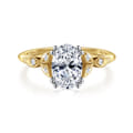 Celia - 14K White-Yellow Gold Oval Diamond Engagement Ring