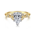 Celia - 14K White-Yellow Gold Pear Shape Diamond Engagement Ring