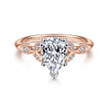 Celia - 14K White-Rose Gold Pear Shape Diamond Engagement Ring