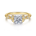 Celia - 14K White-Yellow Gold Round Diamond Engagement Ring