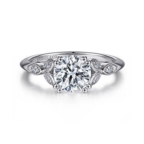 Celia - Vintage Inspired Round Split Shank Diamond Engagement Ring in Platinum