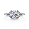 Celia - Vintage Inspired 14K White Gold Round Diamond Engagement Ring