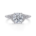 Celia - Vintage Inspired 14K White Gold Round Diamond Engagement Ring