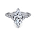 Eliza - Vintage Inspired 14K White Gold Split Shank Marquise Shape Diamond Engagement Ring