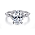 Eliza - Vintage Inspired 14K White Gold Split Shank Oval Diamond Engagement Ring