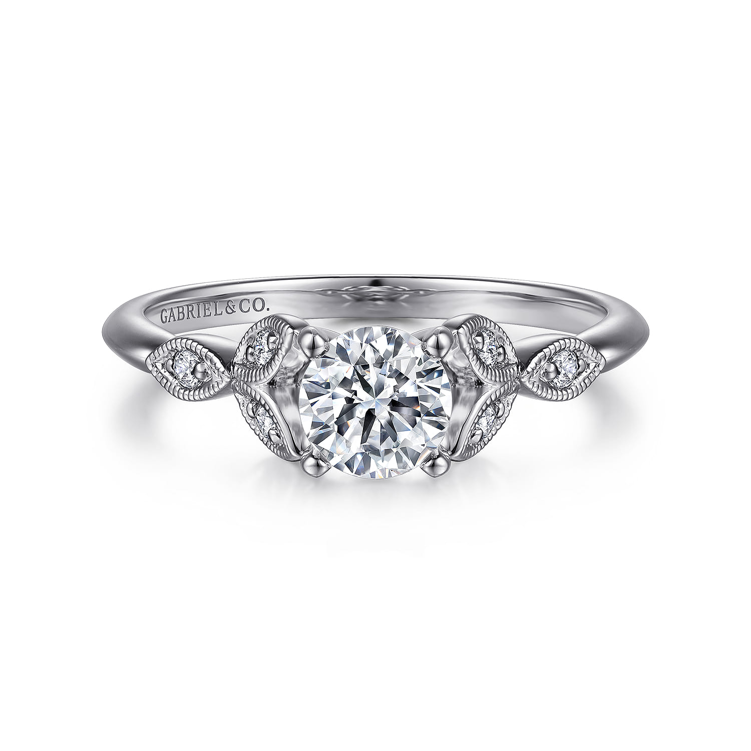 Round Split Shank Ring in 14k White Gold | Gabriel & Co. ER11747R2W44JJ