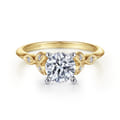 Eliza - Vintage Inspired 14K White-Yellow Gold Split Shank Round Diamond Engagement Ring