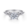 Eliza - Vintage Inspired 14K White Gold Split Shank Round Diamond Engagement Ring