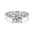 Eliza - Vintage Inspired 14K White Gold Split Shank Round Diamond Engagement Ring