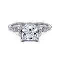 Eliza - Vintage Inspired 14K White Gold Split Shank Princess Cut Diamond Engagement Ring