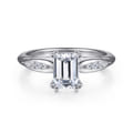 Quinn - 14K White Gold Emerald Cut Diamond Channel Set Engagement Ring