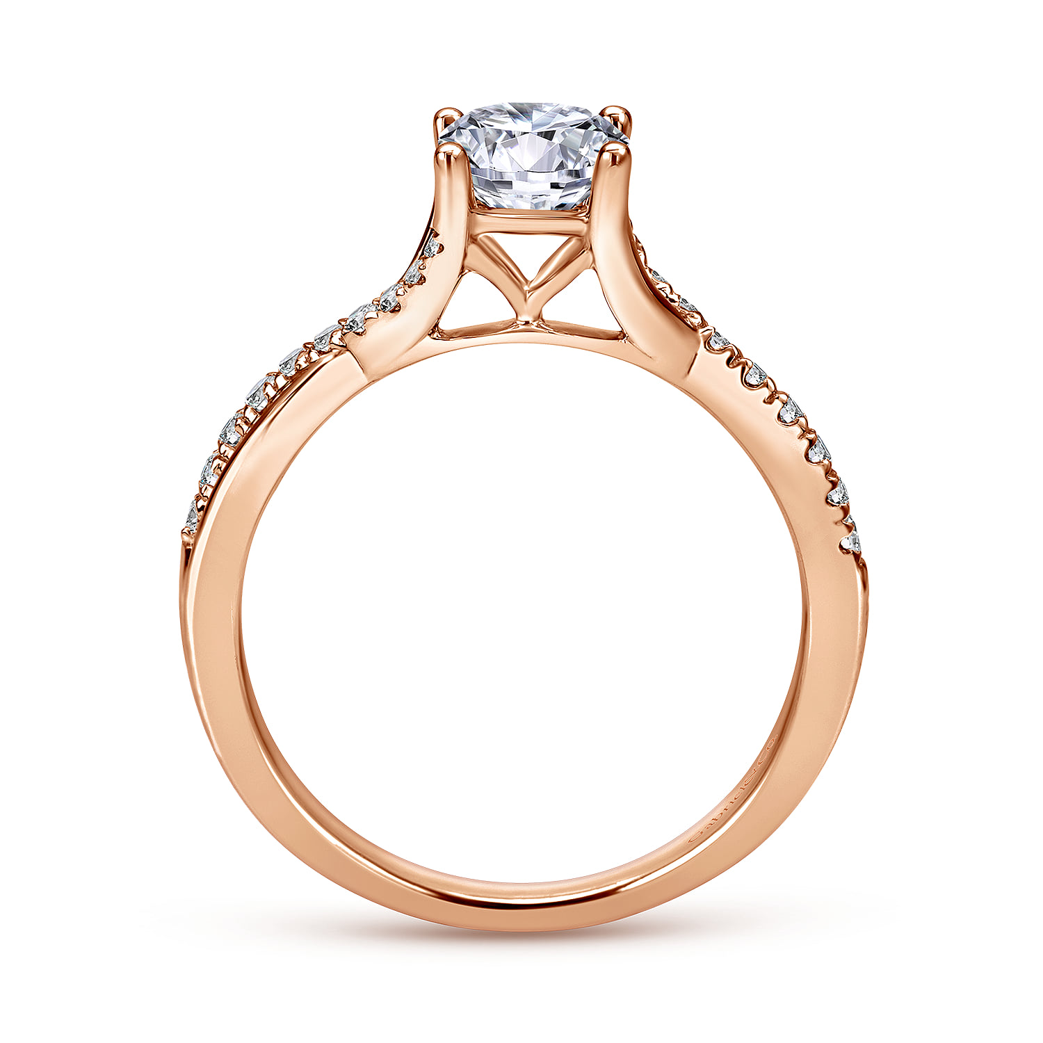 Round Diamond Engagement Ring in 14K Rose Gold, photograph 2