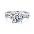 Leigh - 14K White Gold Twisted Round Diamond Engagement Ring