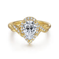 Shae - Vintage Inspired 14K Yellow Gold Pear Shape Halo Diamond Engagement Ring