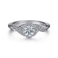 Shae - Vintage Inspired 14K White Gold Round Halo Diamond Engagement Ring