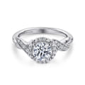 Shae - Vintage Inspired 14K White Gold Round Halo Diamond Engagement Ring