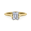 Ellis - 14K White-Yellow Gold Emerald Cut Diamond Engagement Ring