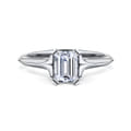 Ellis - 14K White Gold Emerald Cut Diamond Engagement Ring