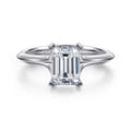 Ellis - 14K White Gold Emerald Cut Diamond Engagement Ring
