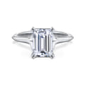 Ellis - 14K White Gold Emerald Cut Diamond Engagement Ring