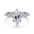 Ellis - 14K White Gold Marquise Shape Diamond Engagement Ring