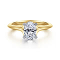 Ellis - 14K Mix of White and Yellow Gold Oval Diamond Engagement Ring