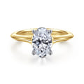 Ellis - 14K Mix of White and Yellow Gold Oval Diamond Engagement Ring
