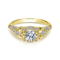 Abel - Unique 14K Yellow Gold Vintage Inspired Diamond Halo Engagement Ring
