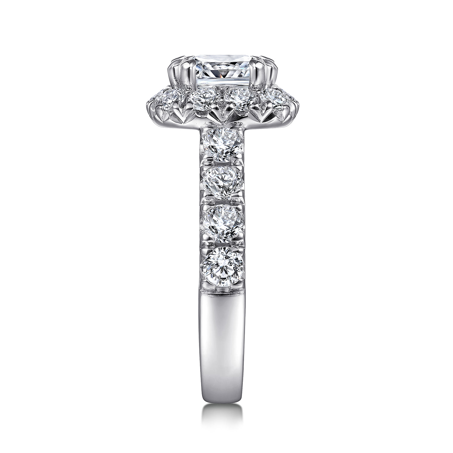 Cushion Halo Diamond Engagement Ring in 14K White Gold, photograph 5