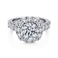 Ivory - 14K White Gold Cushion Halo Round Diamond Engagement Ring