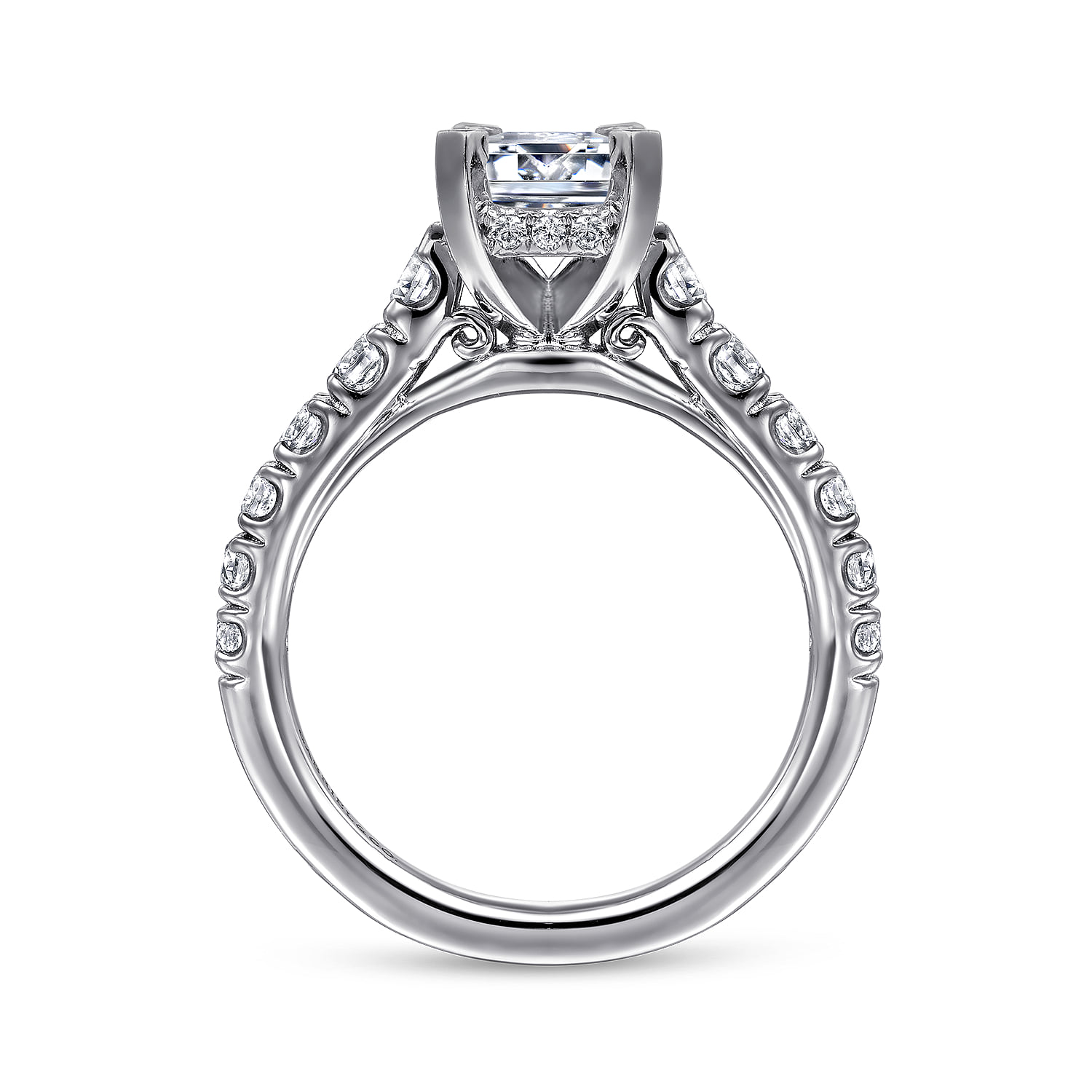 Emerald Diamond Engagement Ring in Platinum, photograph 2