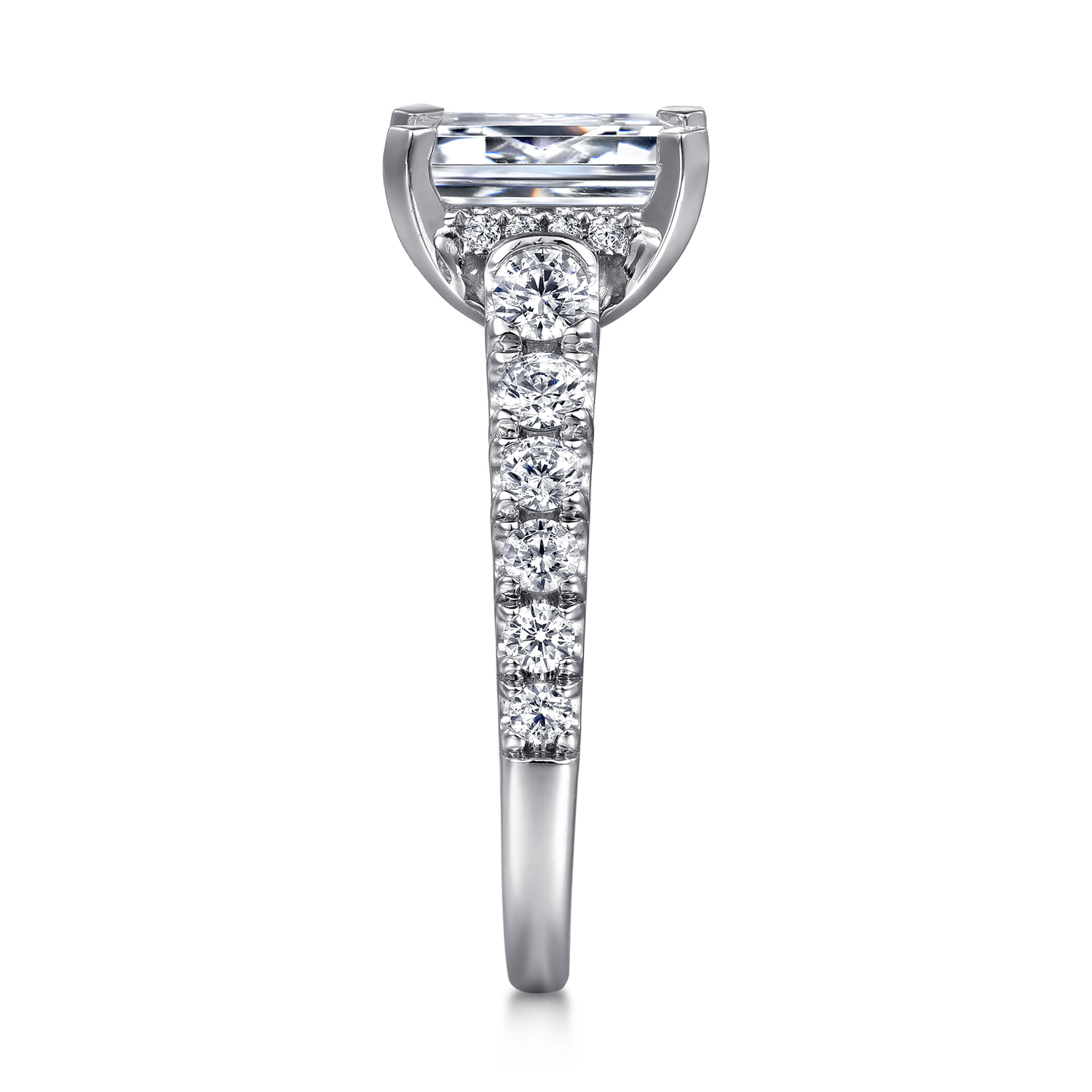 Emerald Diamond Engagement Ring in 14K White Gold, photograph 5