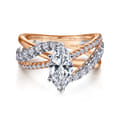 Zaira - 14K White-Rose Gold Marquise Shape Free Form Diamond Engagement Ring