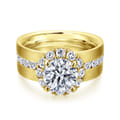 Virginia - 14K Yellow Gold Round Halo Diamond Engagement Ring