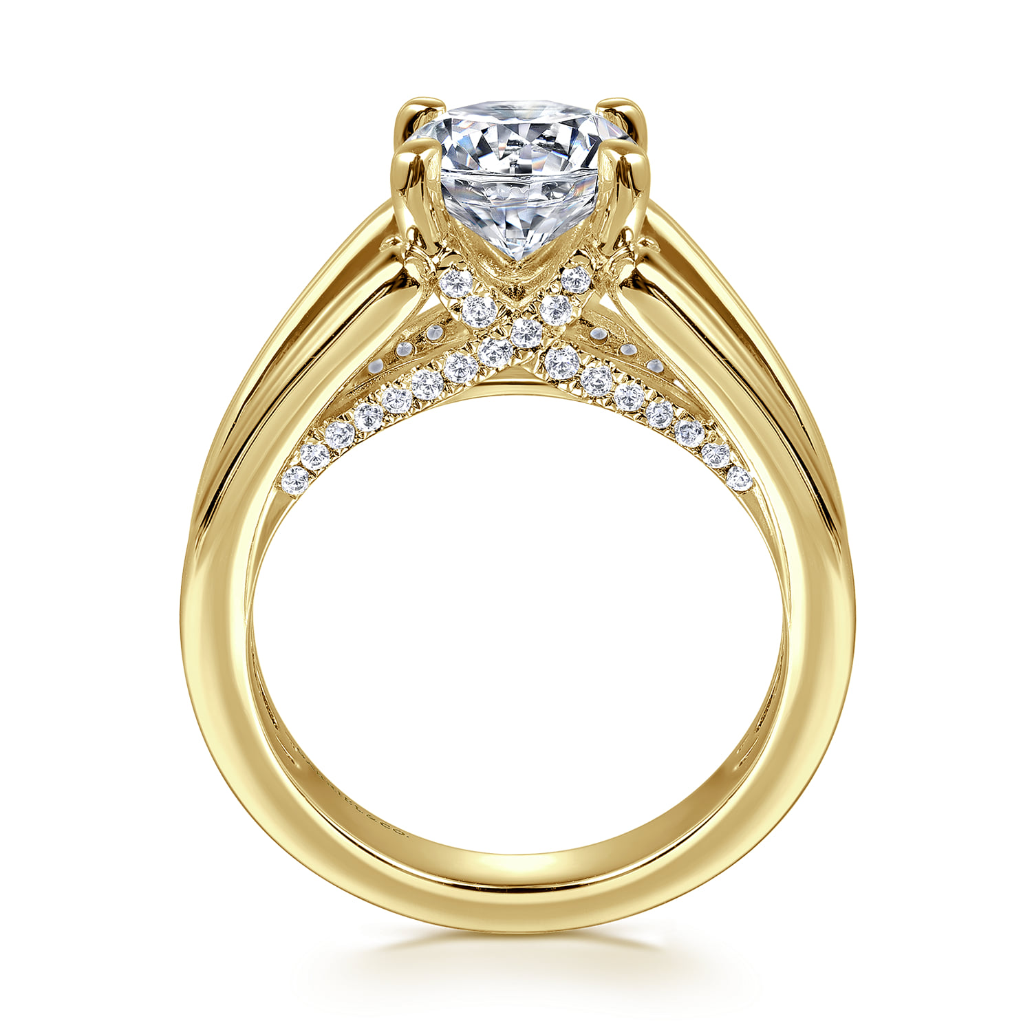 Round Diamond Engagement Ring in 14K Yellow Gold, photograph 2