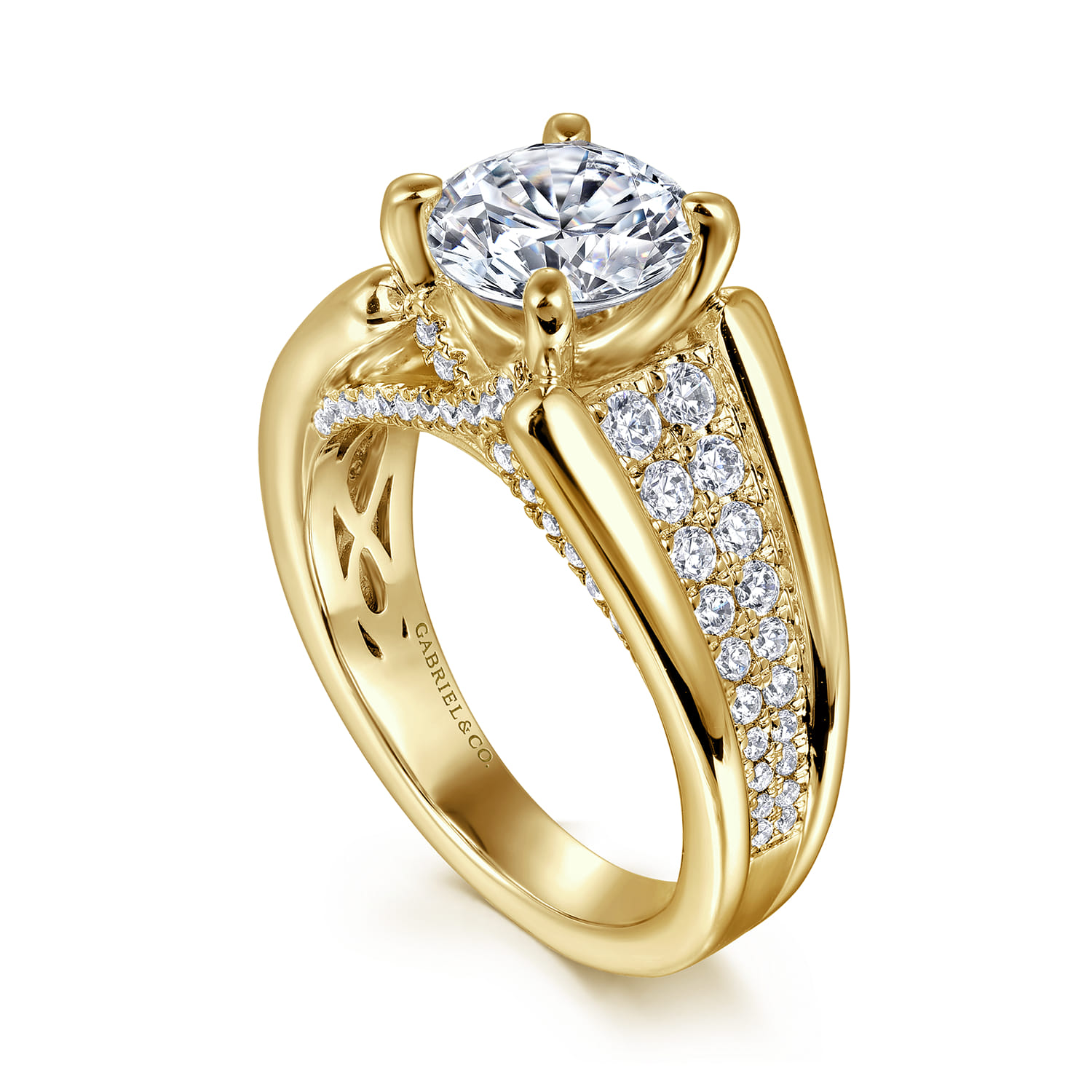 Round Diamond Engagement Ring in 14K Yellow Gold, photograph 3