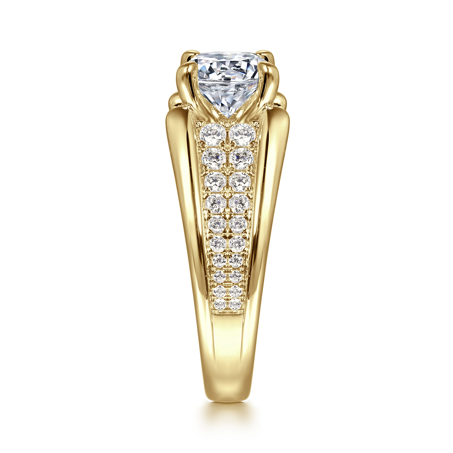 Round Diamond Engagement Ring in 14K Yellow Gold, photograph 5