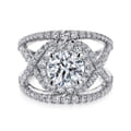 Naples - 14K White Gold Round Halo Diamond Engagement Ring
