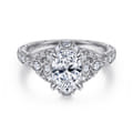Annadale - Unique 14K White Gold Vintage Inspired Oval Halo Diamond Engagement Ring