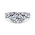 Annadale - Unique 14K White Gold Vintage Inspired Diamond Halo Engagement Ring