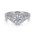 Annadale - Unique 14K White Gold Vintage Inspired Diamond Halo Engagement Ring