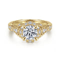 Annadale - Unique 14K Yellow Gold Vintage Inspired Diamond Halo Engagement Ring